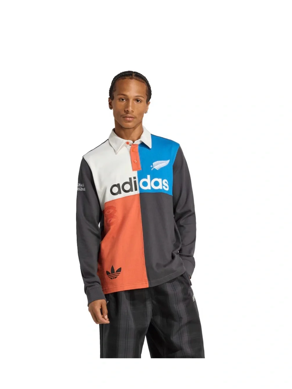 adidas Colorblock Rugby Pullover — Black Blue White Red